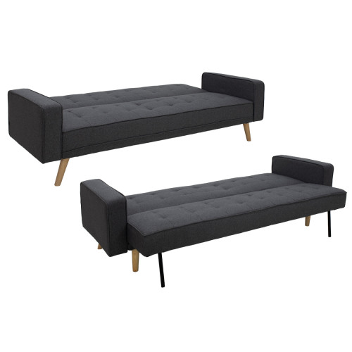 3 seater sofa-Bed Latina DIOMMI with fabric in dark grey color 217x75x84cm 3 seater sofa-Bed Latina DIOMMI with fabric in dark grey color 217x75x84cm