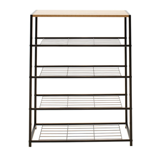 Поставка за обувки Ramon DIOMMI 12 чифта модерен цвят дъб с черна метална рамка 83x30x43см