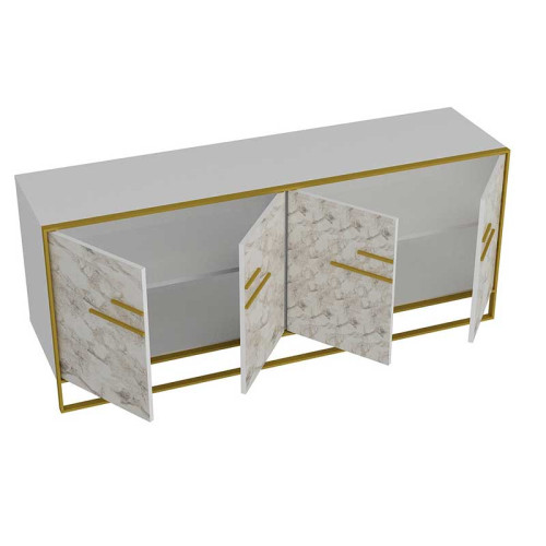 Бюфет Marble 180x47.5x75 златист/бял мрамор DIOMMI 071-000866