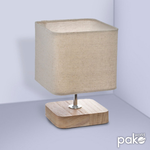 Table lamp Sand DIOMMI Ε14 wooden metal natural-shade in ecru color 15x15x21cm