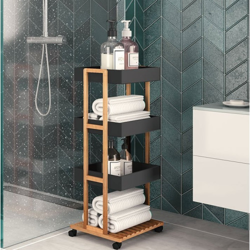 Подвижен рафт на колелца Irene  41x30x88 естествено-черен DIOMMI 199-000012