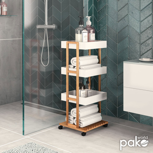 4-Tier trolley Irene DIOMMI wooden color natural-white 41x30x88cm 4-Tier trolley Irene DIOMMI wooden color natural-white 41x30x88cm