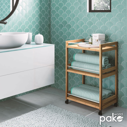 3-етажна количка Marley DIOMMI дървен бамбук в естествен цвят 45x38x74см