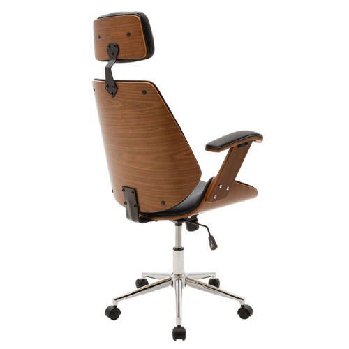 Manager office chair Fern DIOMMI with black pu - walnut wood