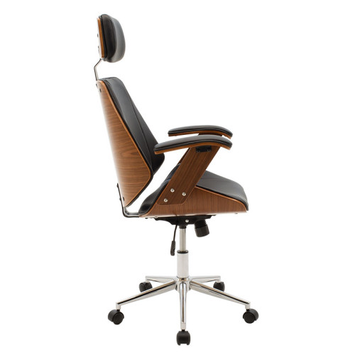 Manager office chair Fern DIOMMI with black pu - walnut wood