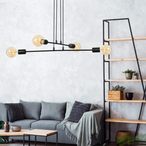 Pendant metal lamp PWL-0153 DIOMMI Ε27 in black color 70x40x80cm