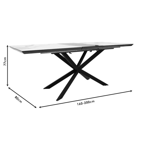 Трапезна маса разтегателна Palan 160-200x80x77 сиво черно DIOMMI 101-000036