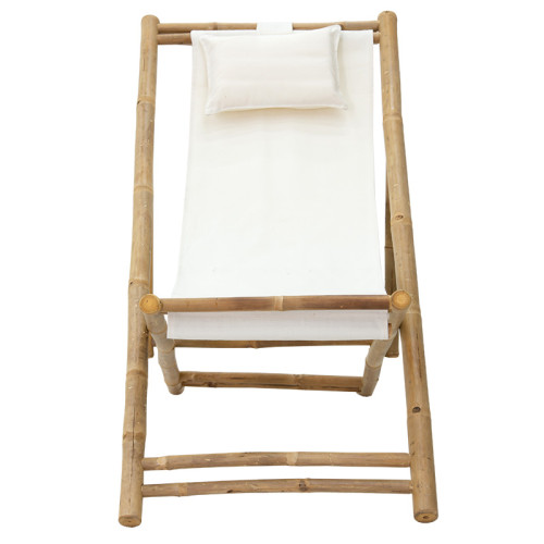 Шезлонг Salixl 135х60х94 натурален бамбук/бяла дамаска DIOMMI 141-000013