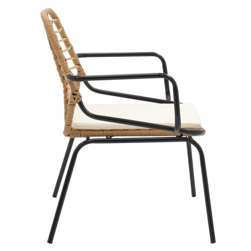 Стол Naoki 63х60х82 черен метал/сив ратан DIOMMI 140-000011