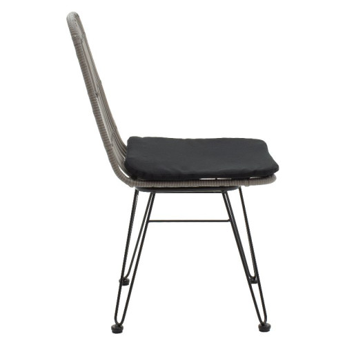 Стол Naoki 45.5x61x91 черен метал/ратан DIOMMI 140-000018