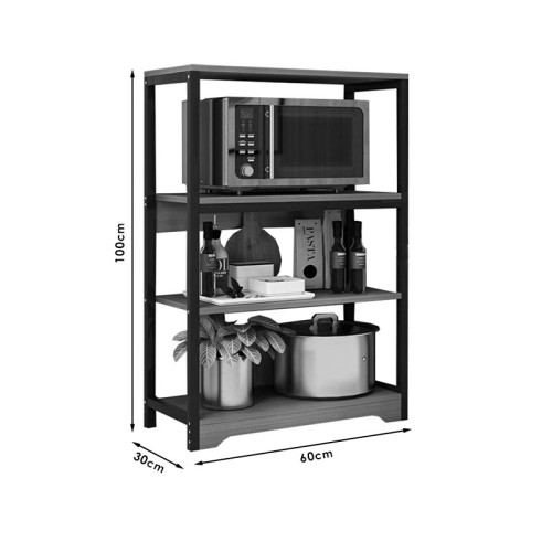 Ραφιέρα επιδαπέδια Daan DIOMMI μέταλλο καρυδί-μαύρο 60x30x100εκ