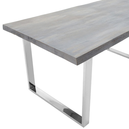 Τραπέζι Falan DIOMMI μασίφ ξύλο 5εκ γκρι antique-πόδι inox 180x90x77.5εκ