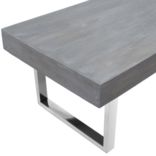 Τραπέζι σαλονιού Falan I DIOMMI μασίφ ξύλο 10εκ γκρι antique-πόδι inox 120x60x45εκ