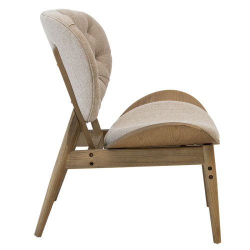 Πολυθρόνα relax Udalle DIOMMI μασίφ ξύλο καρυδί-ύφασμα μπεζ-καφέ 77x70x82εκ