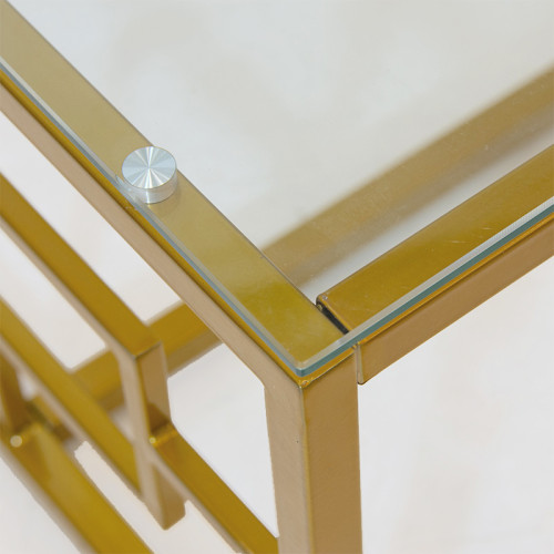Конзола Eccento 120x40x71.5 златист метал/стъкло DIOMMI 029-000108