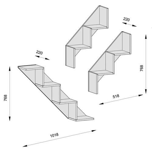 Wall shelf 3pcs Celby DIOMMI white 102x22x77cm Wall shelf 3pcs Celby DIOMMI white 102x22x77cm