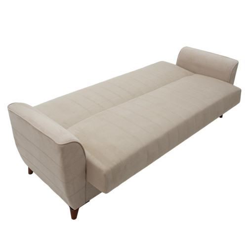 3 seater sofa-bed Kiren DIOMMI velvet beige 222x80x85cm 3 seater sofa-bed Kiren DIOMMI velvet beige 222x80x85cm