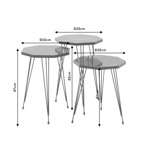 Холни маси Buena 33х33х52 черен/мрамор DIOMMI 120-000243