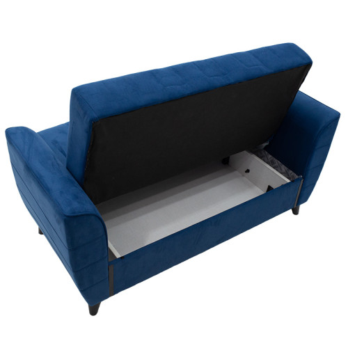 2 seater sofa bed Kiren DIOMMI  velvet fabric blue 154.5x80x85cm