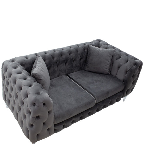 2 seater sofa Irina DIOMMI type Chesterfield velvet gray 170x86x82cm 2 seater sofa Irina DIOMMI type Chesterfield velvet gray 170x86x82cm