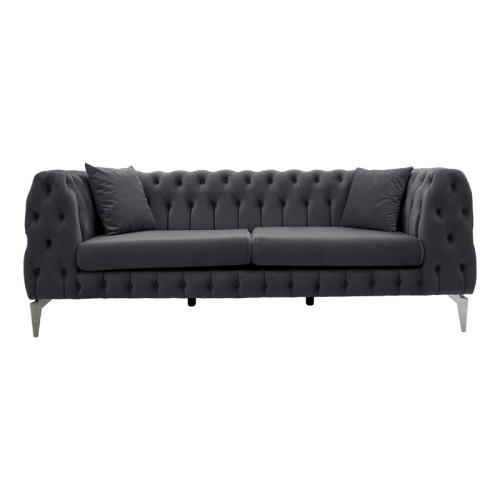 3 seater sofa Irina DIOMMI type Chesterfield velvet gray 206x86x82cm 3 seater sofa Irina DIOMMI type Chesterfield velvet gray 206x86x82cm