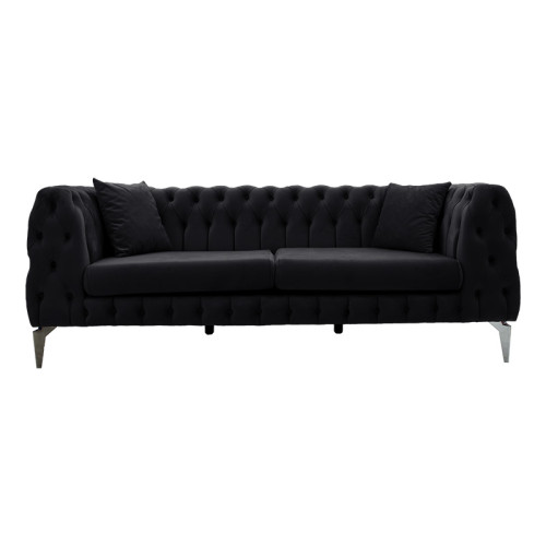 3 seater sofa Irina DIOMMI type Chesterfield velvet black 206x86x82cm 3 seater sofa Irina DIOMMI type Chesterfield velvet black 206x86x82cm
