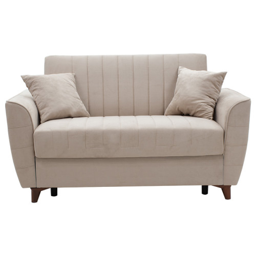 2 seater sofa bed Kiren DIOMMI velvet fabric beige 154.5x80x85cm