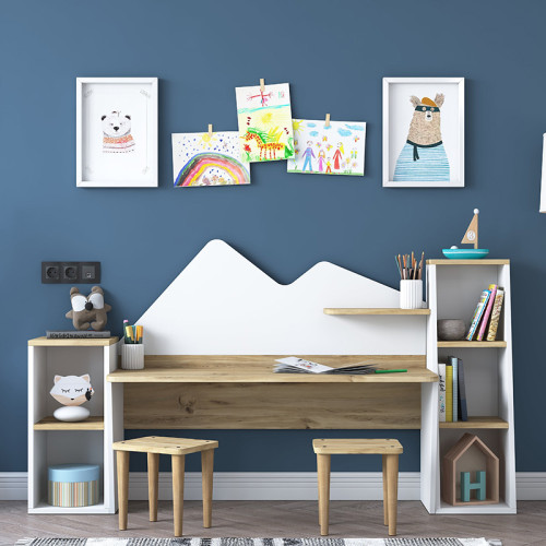 Office set for children 3pcs Bubble DIOMMI walnut-white180x45x93.5cm Office set for children 3pcs Bubble DIOMMI walnut-white180x45x93.5cm