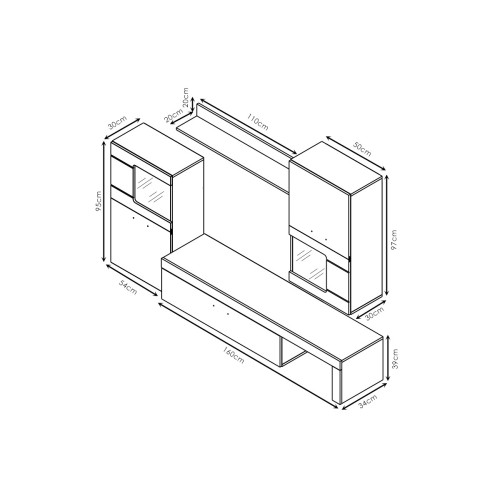 Холна гарнитура Annalie 215x39x180 сонома/бял DIOMMI 192-000005 Холна гарнитура Annalie 215x39x180 сонома/бял DIOMMI 192-000005