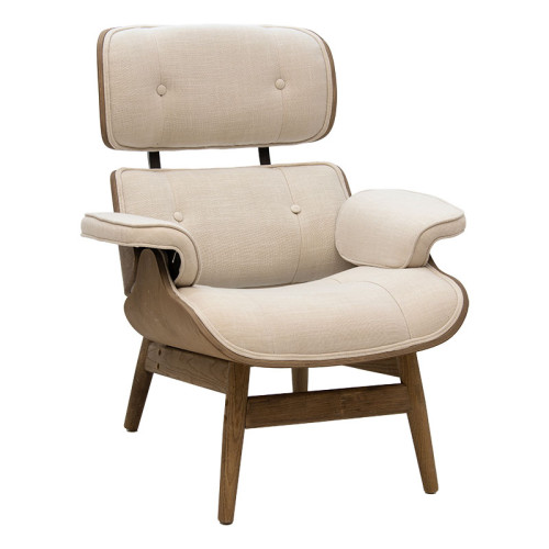 Relax armchair Mirto DIOMMI with footstool solid wood walnut-fabric beige 80x80x96,5cm