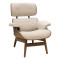 Relax armchair Mirto DIOMMI with footstool solid wood walnut-fabric beige 80x80x96,5cm