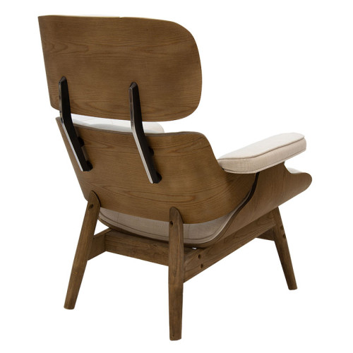 Relax armchair Mirto DIOMMI with footstool solid wood walnut-fabric beige 80x80x96,5cm