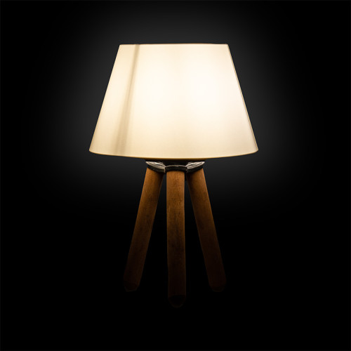 Table lamp PWL-1072 DIOMMI Ε27 ecru-walnut D22.5x32cm