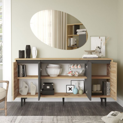 Бюфет Augusta 160x40x78,5 въглен/дъб DIOMMI 176-000036