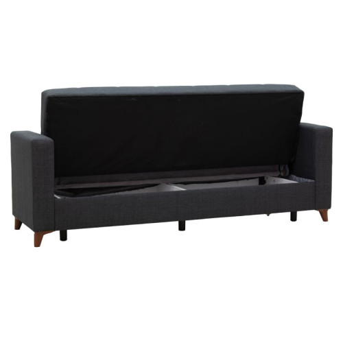 3 seater sofa-bed Silia DIOMMI anthracite fabric 224x80x82cm