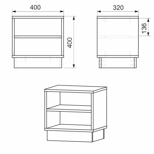 Nightstand Mason DIOMMI white 40x32x40cm