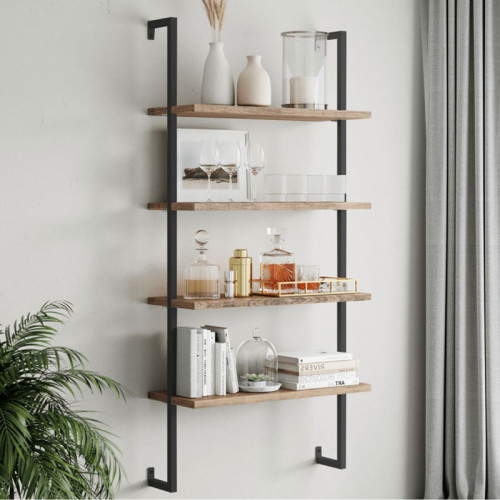 Wall set unit Wilfred pakoworld solid pine wood natural-black 69x21x150cm