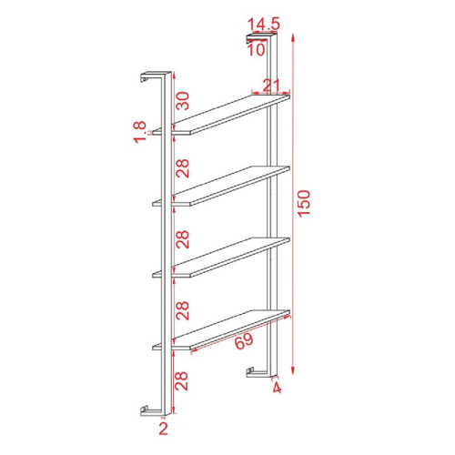 Wall set unit Wilfred pakoworld solid pine wood natural-black 69x21x150cm Wall set unit Wilfred pakoworld solid pine wood natural-black 69x21x150cm