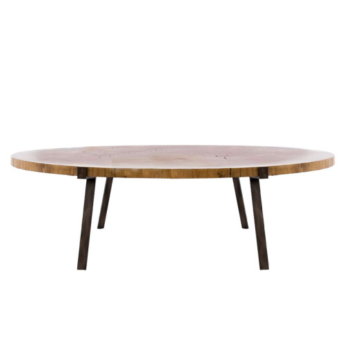 Coffe table Zenith pakoworld solid pine wood 35mm walnut D80x45cm