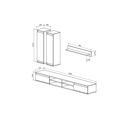 Холна гарнитура Sandro 220x37x160 орех/бял DIOMMI 192-000029 Холна гарнитура Sandro 220x37x160 орех/бял DIOMMI 192-000029