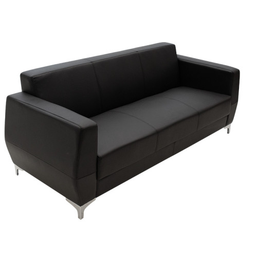 3 seater sofa Dermis pakoworld  PU inox black color 188x75x75cm 3 seater sofa Dermis pakoworld  PU inox black color 188x75x75cm