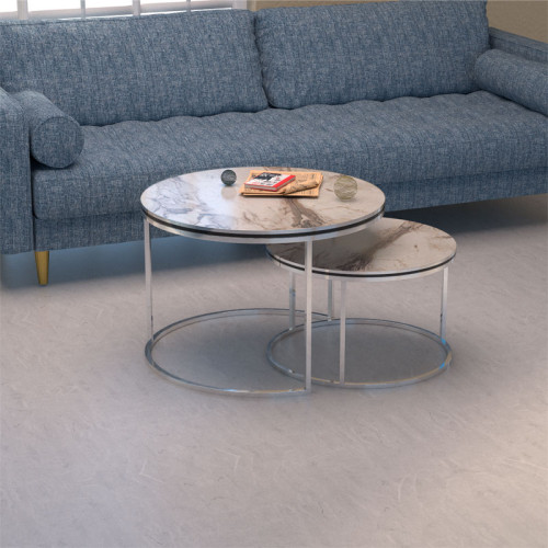 Холни маси October голяма маса 70x70x50 бял мрамор-сребро DIOMMI 120-000351