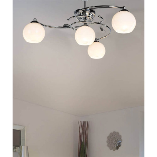Ceiling light PWL-0966 pakoworld Ε27 silver-white D65x35cm Ceiling light PWL-0966 pakoworld Ε27 silver-white D65x35cm