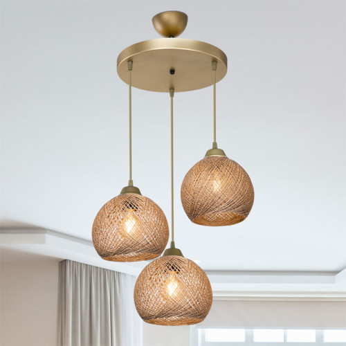 Ceiling light PWL-1121 pakoworld Ε27 beige-golden D40x80cm Ceiling light PWL-1121 pakoworld Ε27 beige-golden D40x80cm