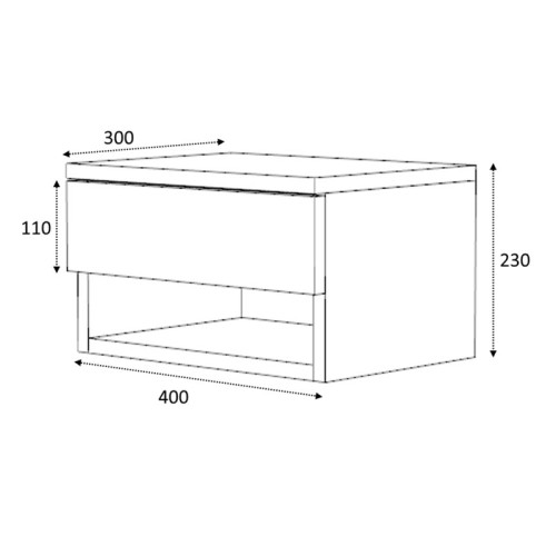 Нощно шкафче Stewart 40x30x23 бял/сонома DIOMMI 214-000047
