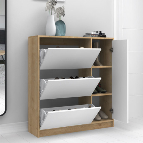 Шкаф за обувки Innes 105x35x113 бял/сонома DIOMMI 214-000040