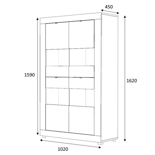 Витрина Ross 102x45x162 бял DIOMMI 214-000044