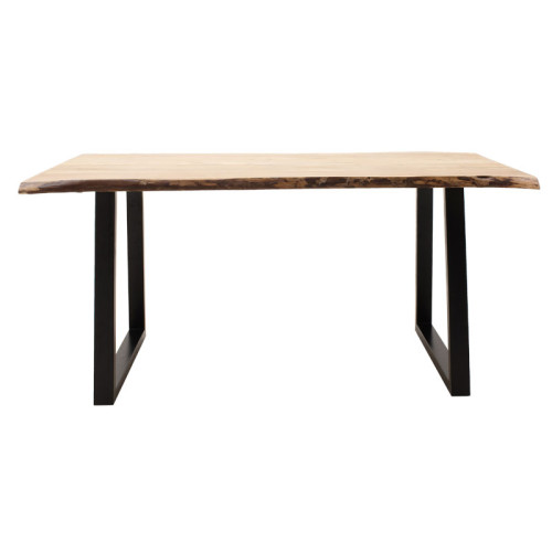 Dining table Miles pakoworld solid wood 4cm walnut-foot black 140x80x78cm