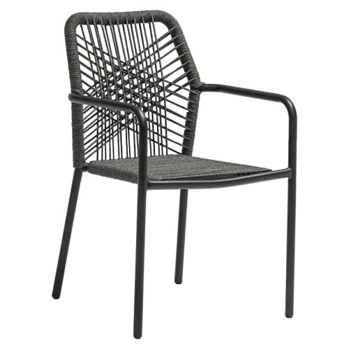 Garden armchair Kherson pakoworld aluminum ropa anthracite-gray cushion