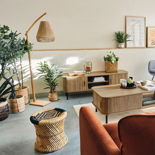 Floor lamp PWL-1211 pakoworld E27 60W bamboo beige 52x30x158cm